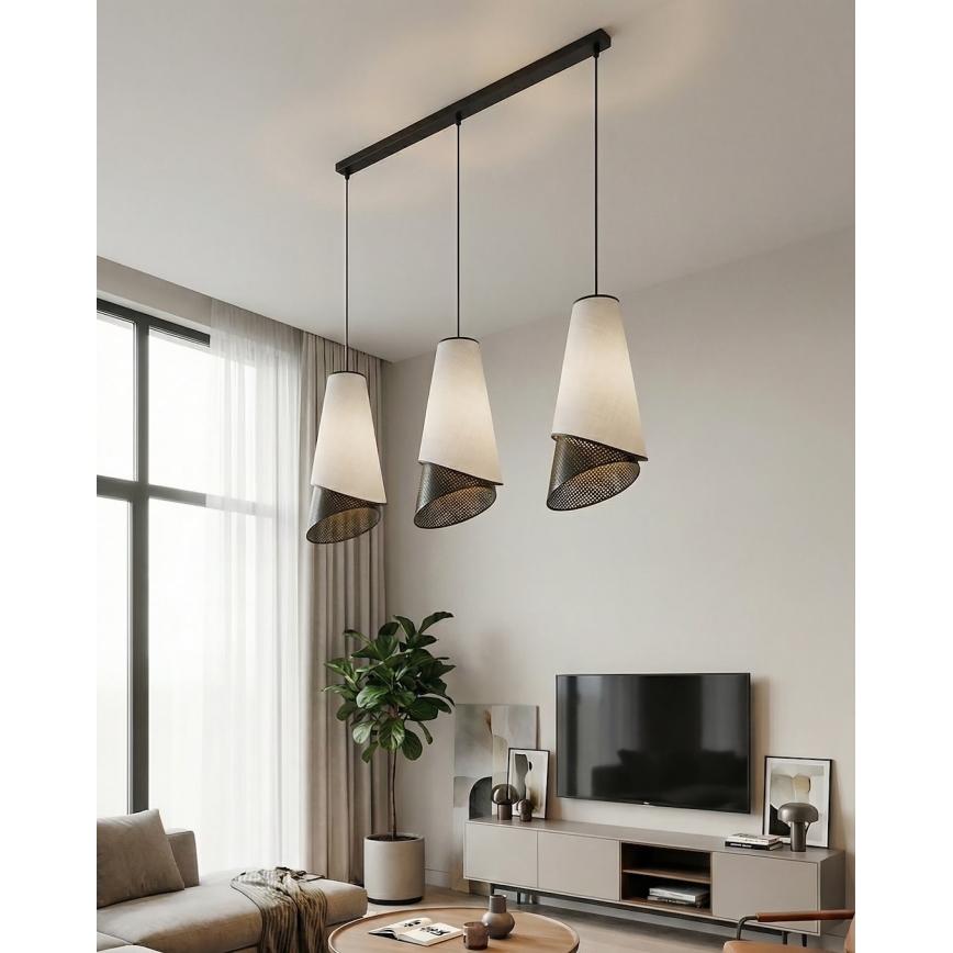 Pakaramais gaismeklis uz kabeļa MODA 3xE27/15W/230V pelēks/melns