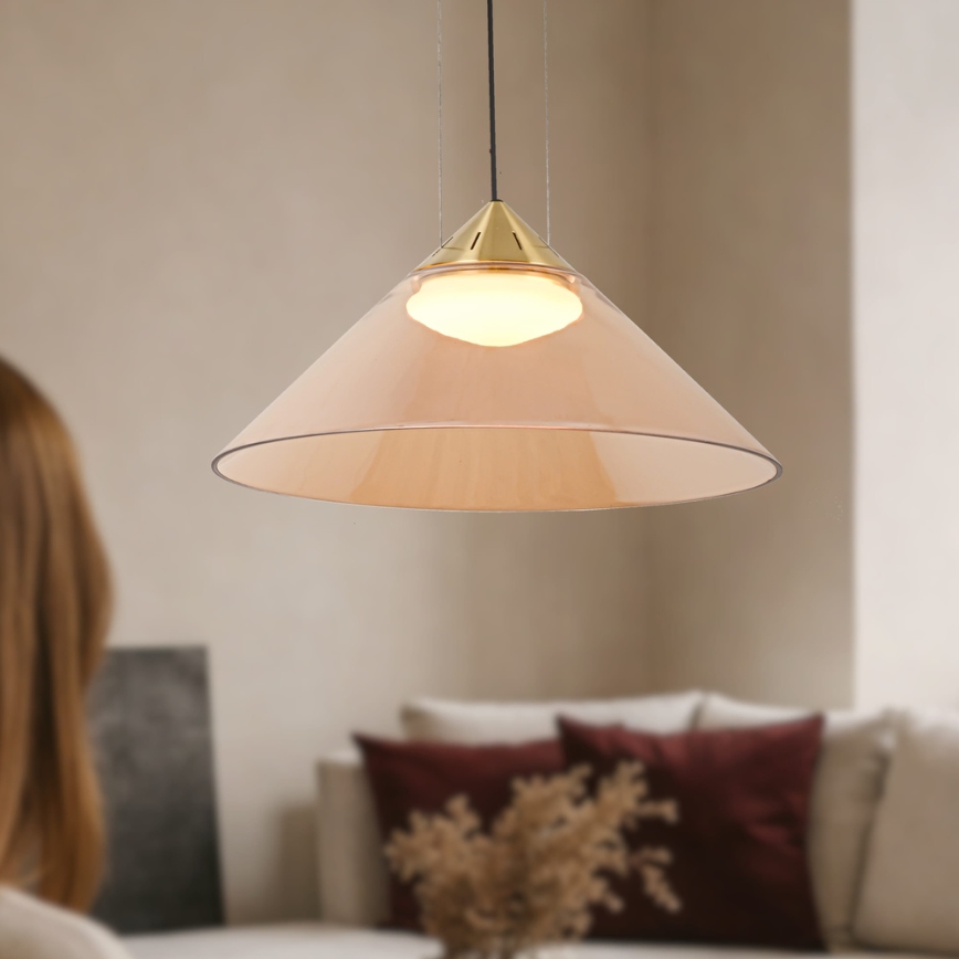 Pakaramais gaismeklis uz kabeļa PRESTO, 1xGX53/10W/230V, Ø 42 cm, zelta/dūmakaini bēšs