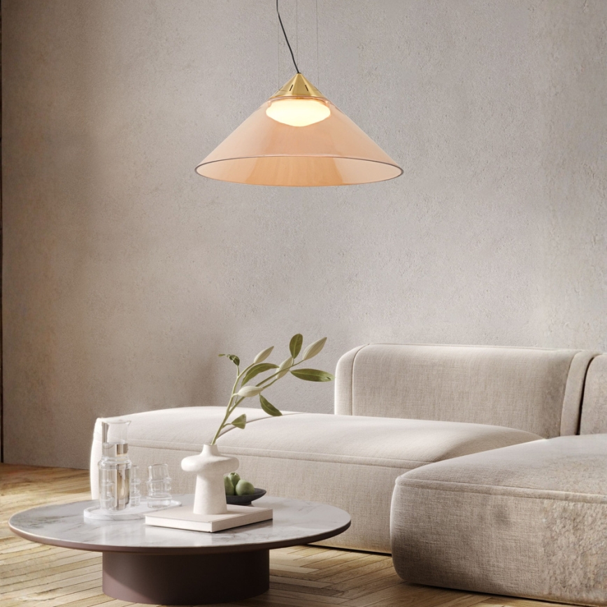 Pakaramais gaismeklis uz kabeļa PRESTO, 1xGX53/10W/230V, Ø 42 cm, zelta/dūmakaini bēšs