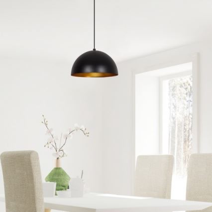 Pakaramais gaismeklis uz kabeļa SIVANI 1xE27/40W/230V Ø 30 cm, melns/miedzēts