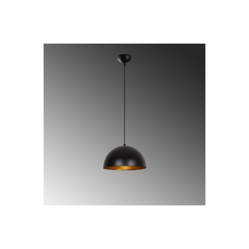Pakaramais gaismeklis uz kabeļa SIVANI 1xE27/40W/230V Ø 30 cm, melns/miedzēts