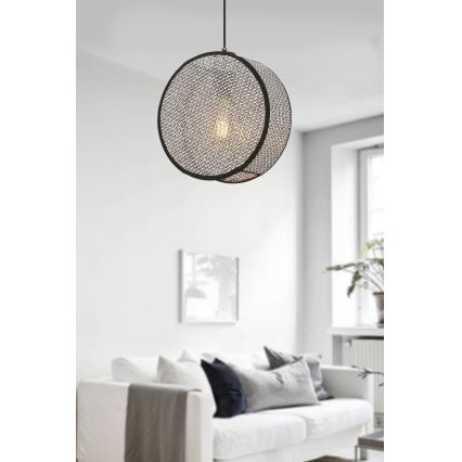 Pakaramais gaismeklis uz troses BIG DRUM 1xE27/60W/230V pelēks/melns