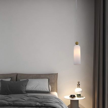 Pakaramais gaismeklis uz troses PIEGA 1xE14/40W/230V misiņš/balts