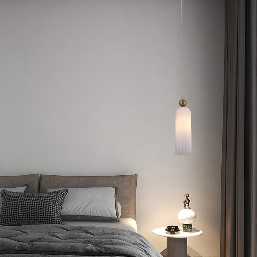 Pakaramais gaismeklis uz troses PIEGA 1xE14/40W/230V misiņš/balts