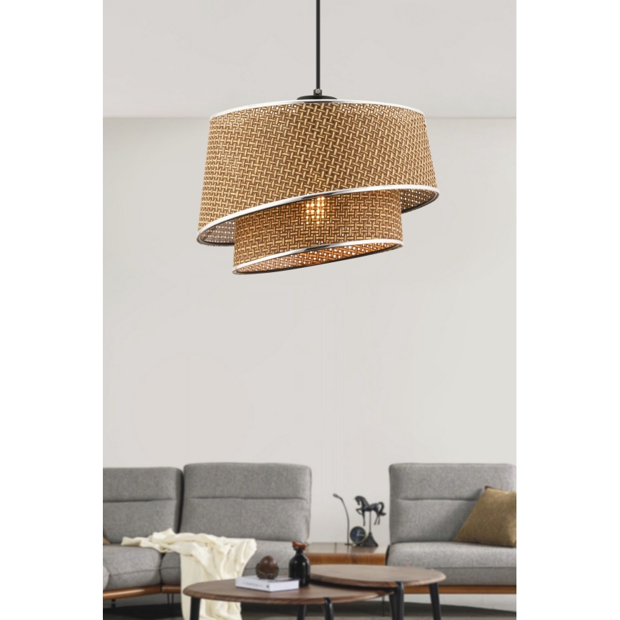 Pakaramais gaismeklis uz vada BARETTE 1xE27/60W/230V brūns/spīdīgs hroms