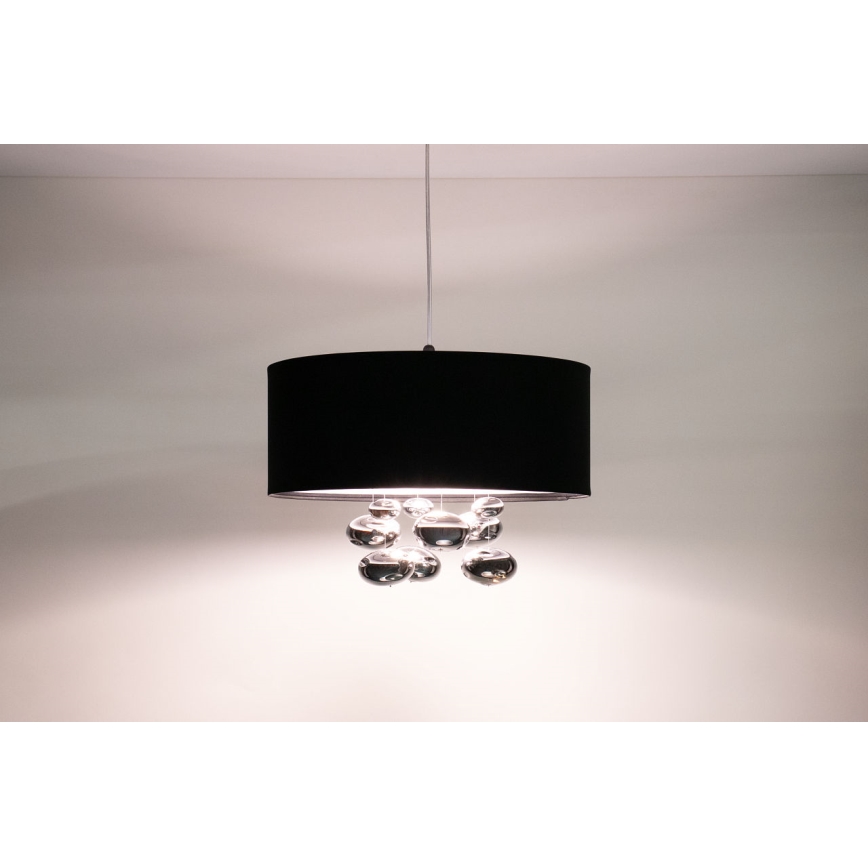 Pakaramais gaismeklis uz vada BUBBLE 1xE27/60W/230V Ø 50 cm melns
