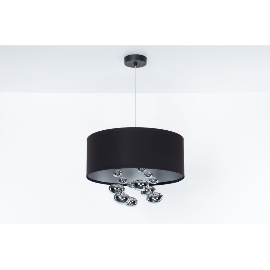 Pakaramais gaismeklis uz vada BUBBLE 1xE27/60W/230V Ø 50 cm melns