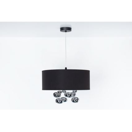 Pakaramais gaismeklis uz vada BUBBLE 1xE27/60W/230V Ø 50 cm melns