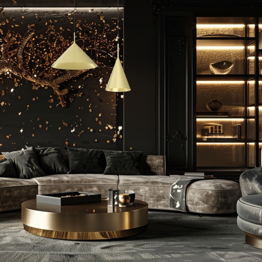 Pakaramais gaismeklis uz vada CAPITAL 1xGX53/15W/230V Ø 46 cm zelta krāsā