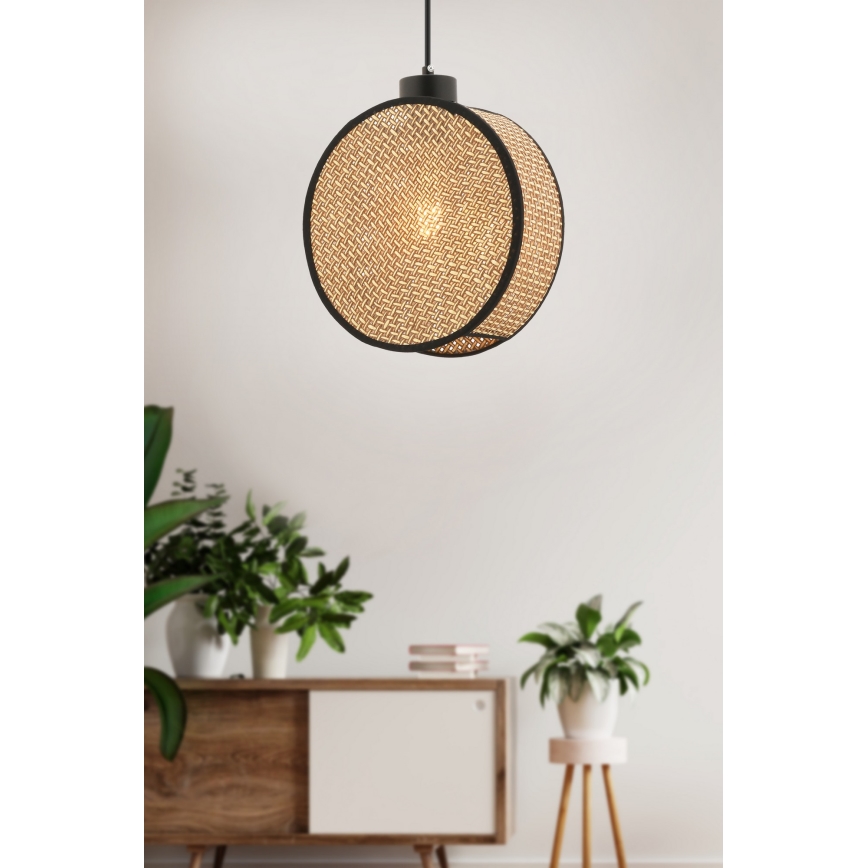 Pakaramais gaismeklis uz vada DRUM 1xE27/60W/230V brūns/melns
