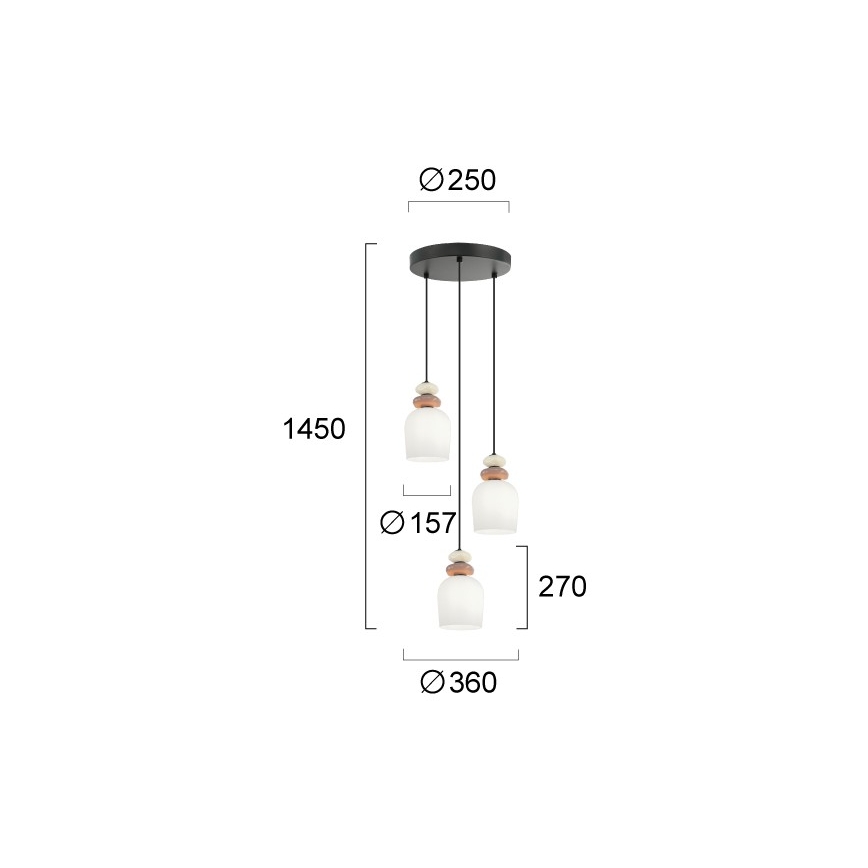 Pakaramais gaismeklis uz vada HILDA 3xE14/40W/230V melns/brūns
