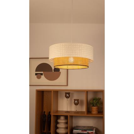 Pakaramais gaismeklis uz vada NATIA 1xE27/60W/230V Ø 45 cm balts/brūns