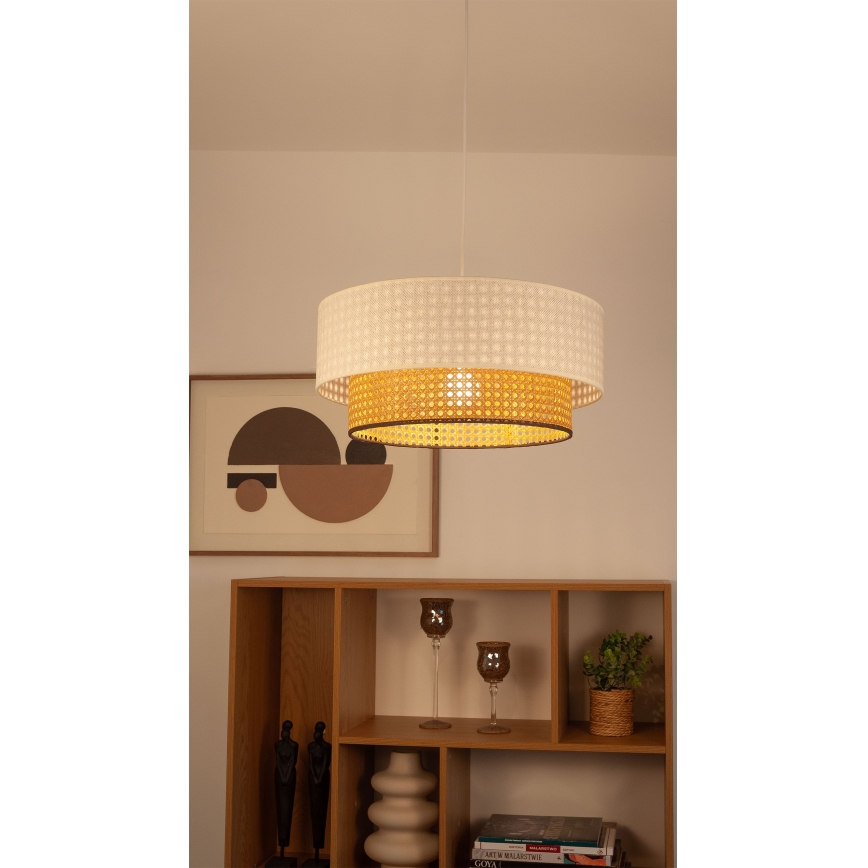 Pakaramais gaismeklis uz vada NATIA 1xE27/60W/230V Ø 45 cm balts/brūns