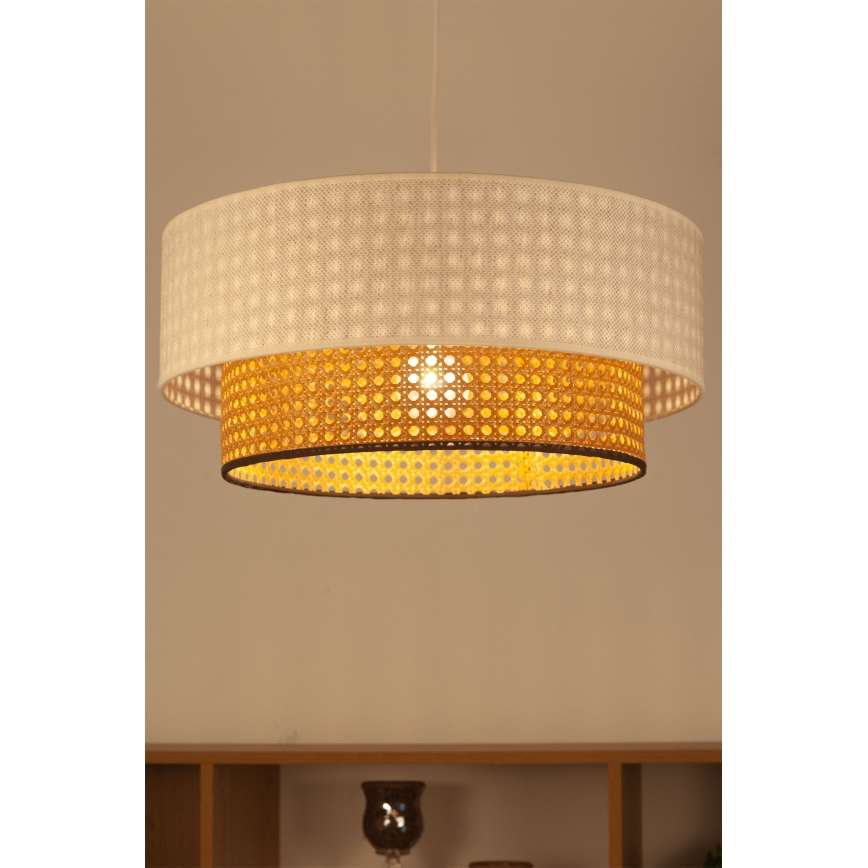 Pakaramais gaismeklis uz vada NATIA 1xE27/60W/230V Ø 45 cm balts/brūns