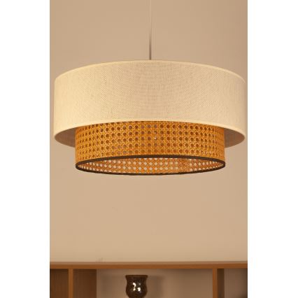 Pakaramais gaismeklis uz vada NATIA 1xE27/60W/230V Ø 45 cm balts/brūns