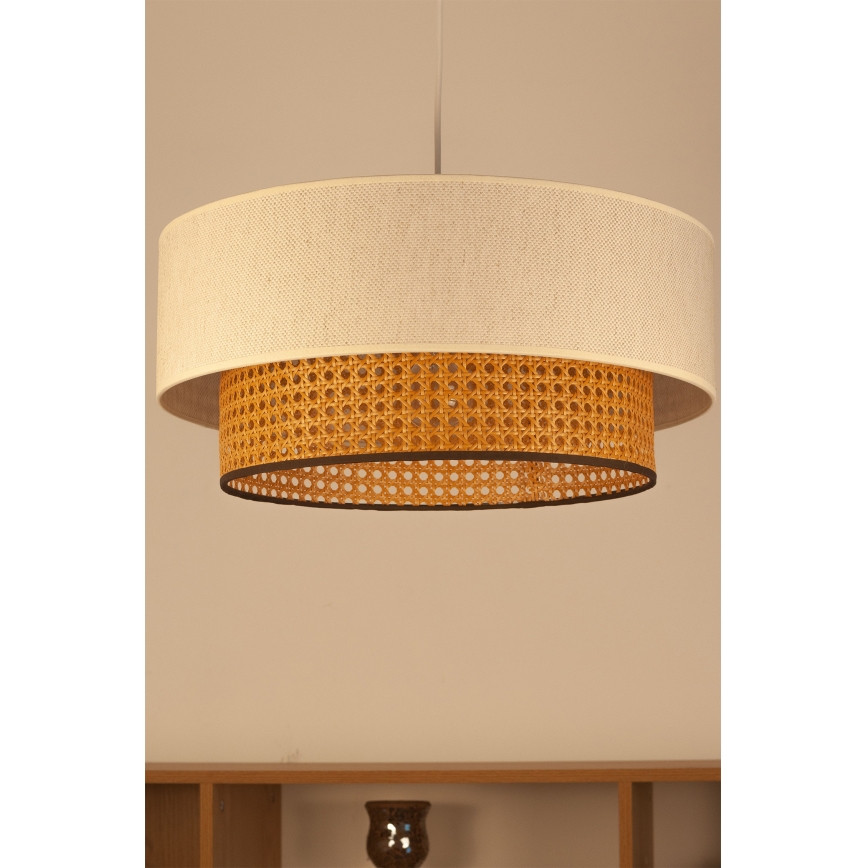 Pakaramais gaismeklis uz vada NATIA 1xE27/60W/230V Ø 45 cm balts/brūns