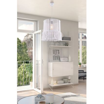 Pakaramais gaismeklis uz vada NESS MACRAME 1xE27/40W/230V balts