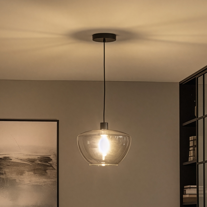 Pakaramais gaismeklis uz vada SEVENTIES E27/40W/230V dūmaina/pelēka
