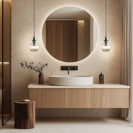 Pakaramais gaismeklis uz vada SOPHIA 1xE14/10W/230V melns/zaļš/dūmaina bēša