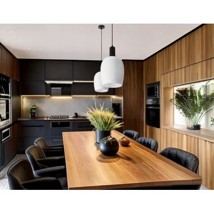 Pakaramais gaismeklis uz vada WOLKEN 1xE27/40W/230V balts/melns