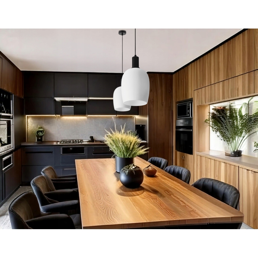 Pakaramais gaismeklis uz vada WOLKEN 1xE27/40W/230V balts/melns