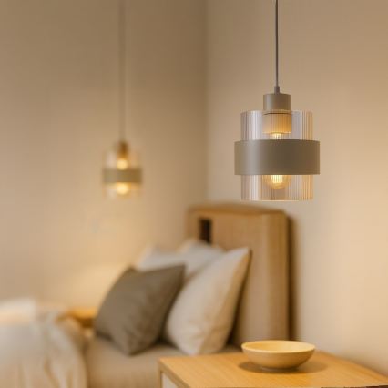 Pakaramais gaismeklis VALENTINO 1xE27/15W/230V bēšs/caurspīdīgs