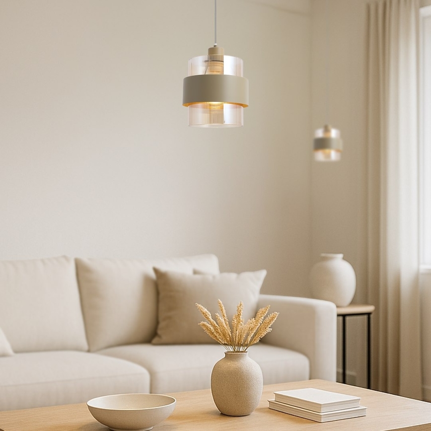 Pakaramais gaismeklis VALENTINO 1xE27/15W/230V bēšs/caurspīdīgs