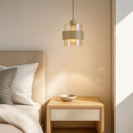 Pakaramais gaismeklis VALENTINO 1xE27/15W/230V bēšs/caurspīdīgs