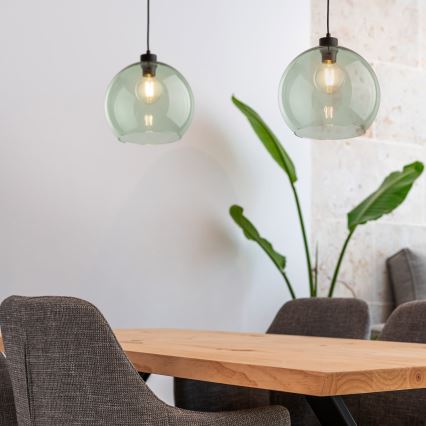 Pakaramais lukturis CUBUS uz vada 1xE27/15W/230V melns/dūmakaini zaļš