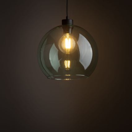 Pakaramais lukturis CUBUS uz vada 1xE27/15W/230V melns/dūmakaini zaļš