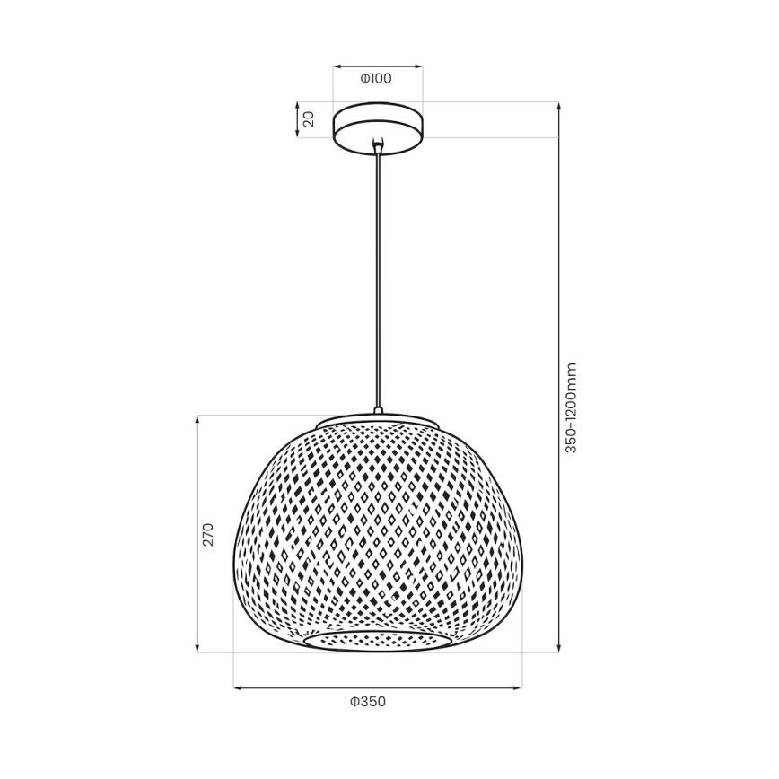 Pakaramais lukturis uz vada PETRA 1xE27/15W/230V, bambuss