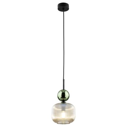 Pakaramais lukturis uz vada SOPHIA 1xE14/10W/230V melns/zaļš/dūmakains bēšs