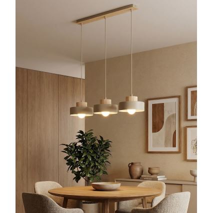 Pakaramais lustrs ar kabeli KIVI 3xE27/15W/230V bēšs