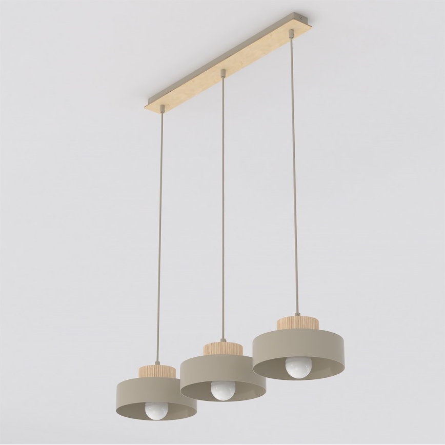 Pakaramais lustrs ar kabeli KIVI 3xE27/15W/230V bēšs