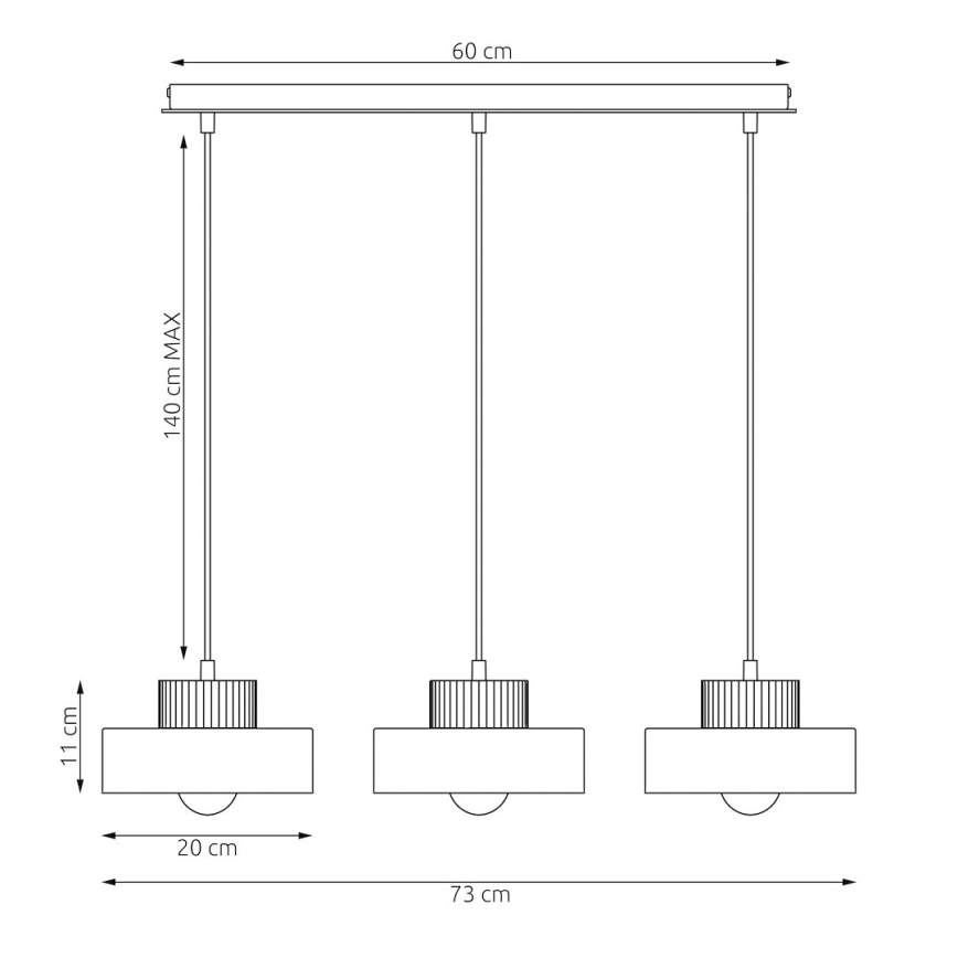 Pakaramais lustrs ar kabeli KIVI 3xE27/15W/230V bēšs