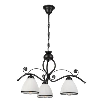 Pakaramais lustrs ar ķēdi RETRO 3xE27/60W/230V melns/balts