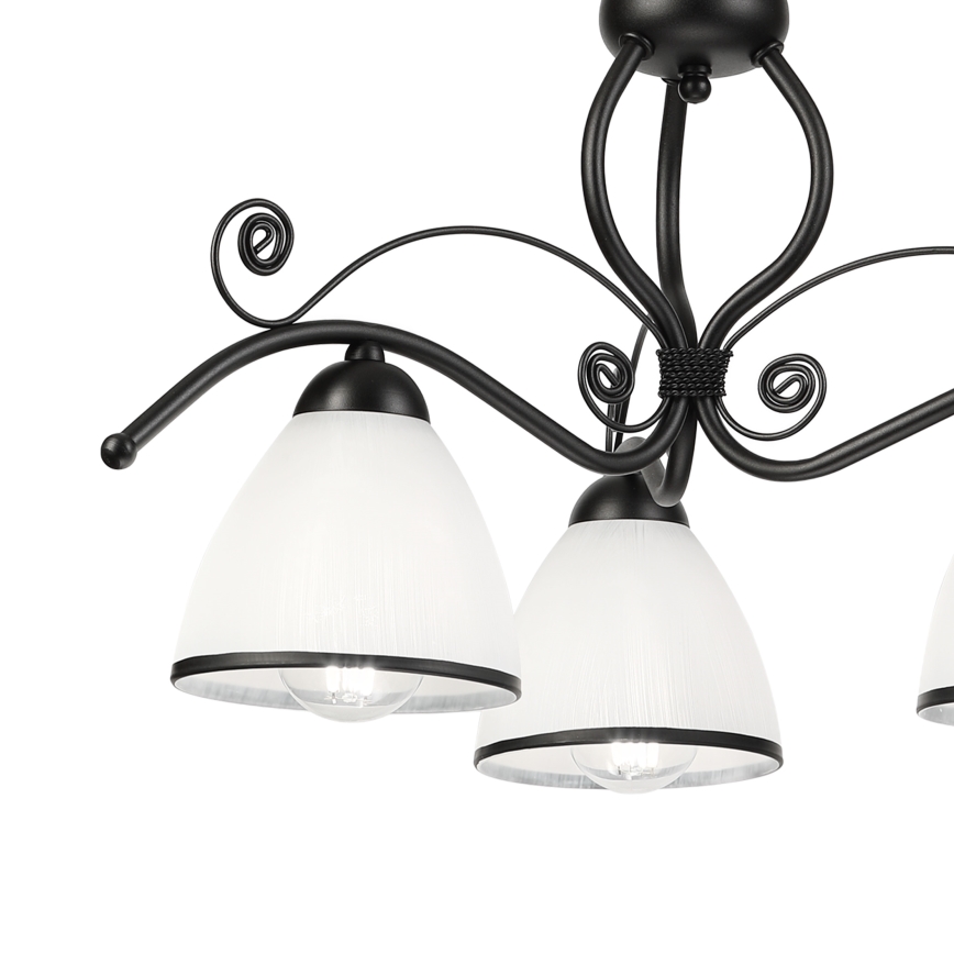 Pakaramais lustrs ar ķēdi RETRO 3xE27/60W/230V melns/balts