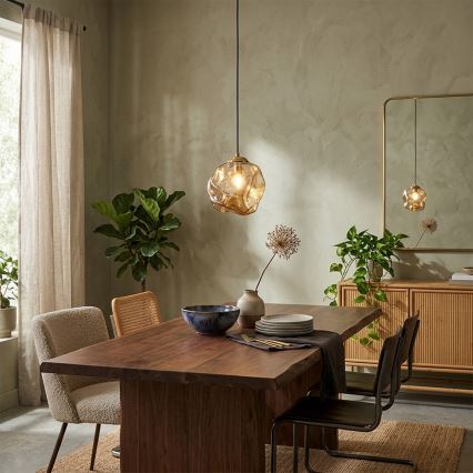 Pakaramais lustrs CRISTAL uz vada 1xE14/15W/230V, misiņš/dūmakaini bēšs