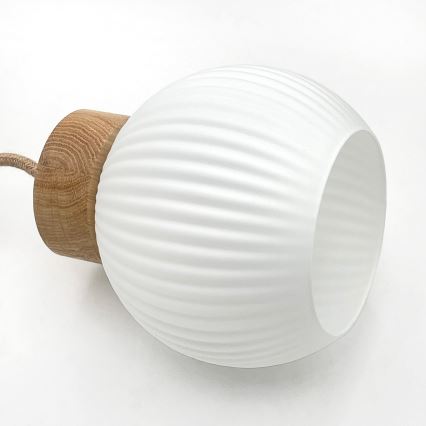 Pakaramais lustrs LOOMIS uz troses, 3xE27/15W/230V, 83 cm, bēšs/ozols