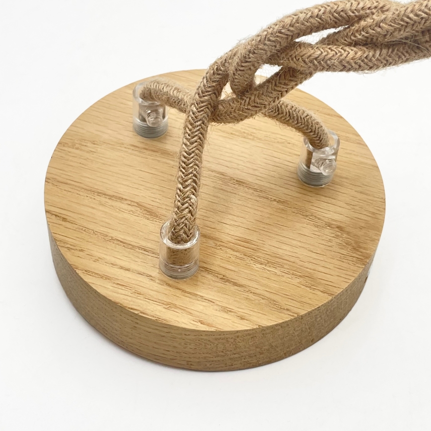 Pakaramais lustrs LOOMIS uz troses, 3xE27/15W/230V, 83 cm, bēšs/ozols