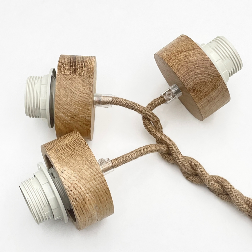 Pakaramais lustrs LOOMIS uz troses, 3xE27/15W/230V, 83 cm, bēšs/ozols