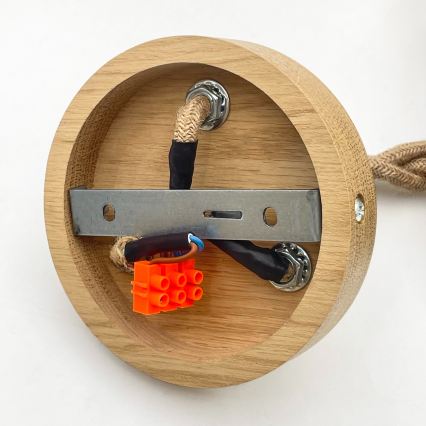 Pakaramais lustrs LOOMIS uz troses, 3xE27/15W/230V, 83 cm, bēšs/ozols