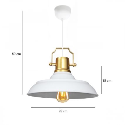 Pakaramais uz kabeļa AYD 1xE27/40W/230V balts/zelts