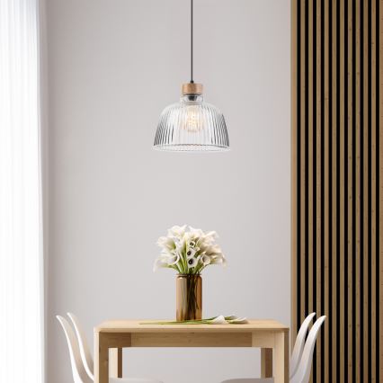 Pakarināma lampa uz vada ASTA 1xE27/60W/230V Ø 28 cm, ozols