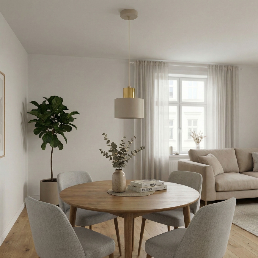Pakarināmā lampa uz vada PARKLA 1xE27/15W/230V bēša/zeltaina