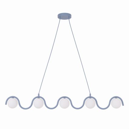 Pakarināmā lustra ar trosi SINUS 5xG9/8W/230V zila