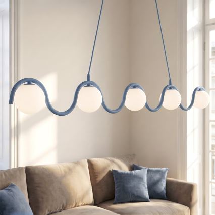 Pakarināmā lustra ar trosi SINUS 5xG9/8W/230V zila