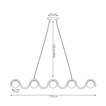 Pakarināmā lustra ar trosi SINUS 5xG9/8W/230V zila