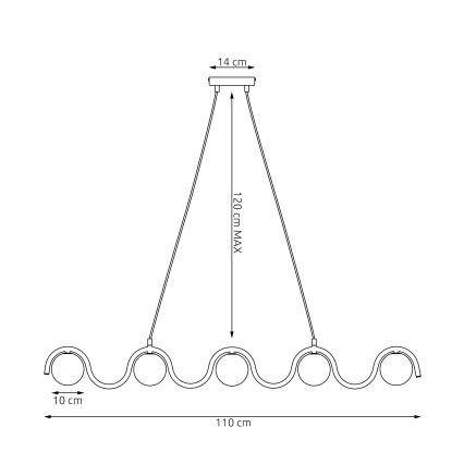 Pakarināmā lustra SINUS 5xG9/8W/230V balta