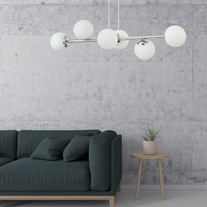 Pakarināma lustra uz stieples MADDIE 6xE14/5W/230V, spīdīgs hroms